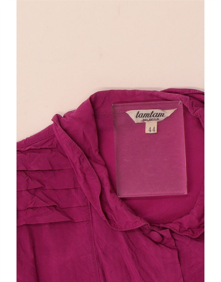 Vintage Damen Langarm-Hemdbluse IT 44 Mittelrosa