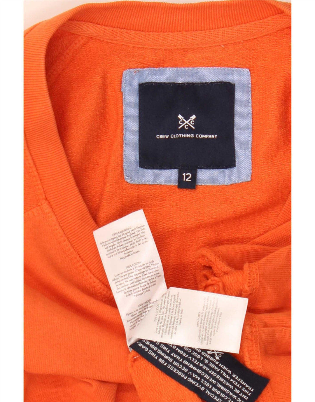 Crew Clothing Damen-Sweatshirt-Pullover UK 12 Mittelorange Baumwolle