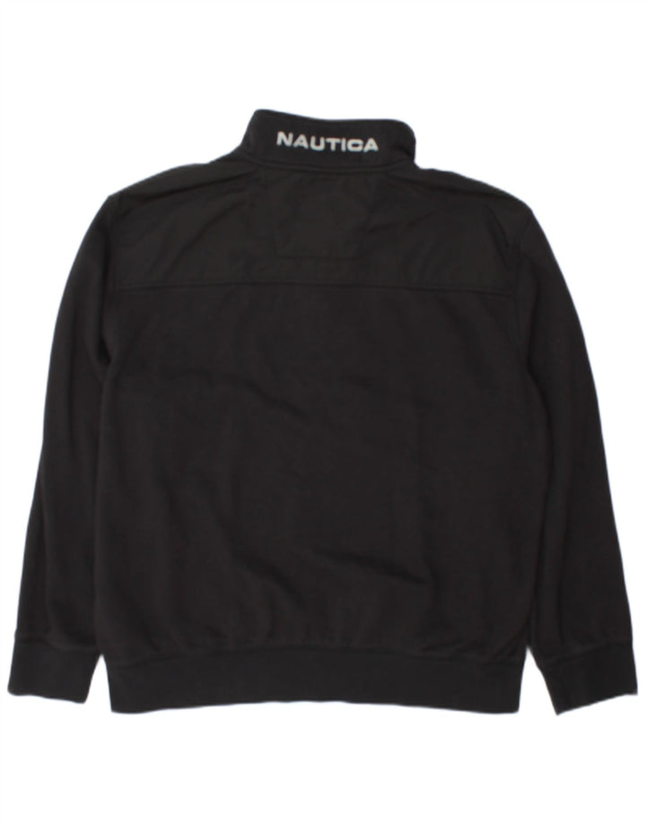 Nautica Herren-Sweatshirt mit Reißverschluss am Hals, XL, Schwarz