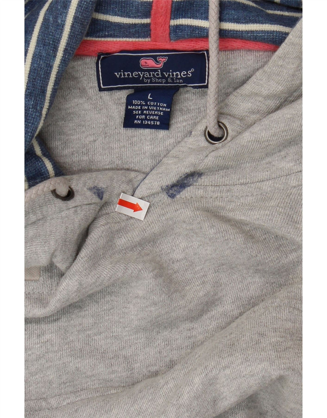 VINEYARD VINES Herren-Kapuzenpullover, groß, graue Baumwolle