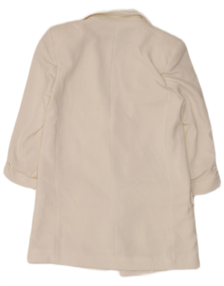 Zara Damen-Blazer, offen, übergroß, UK 6, XS, Weiß, Polyester