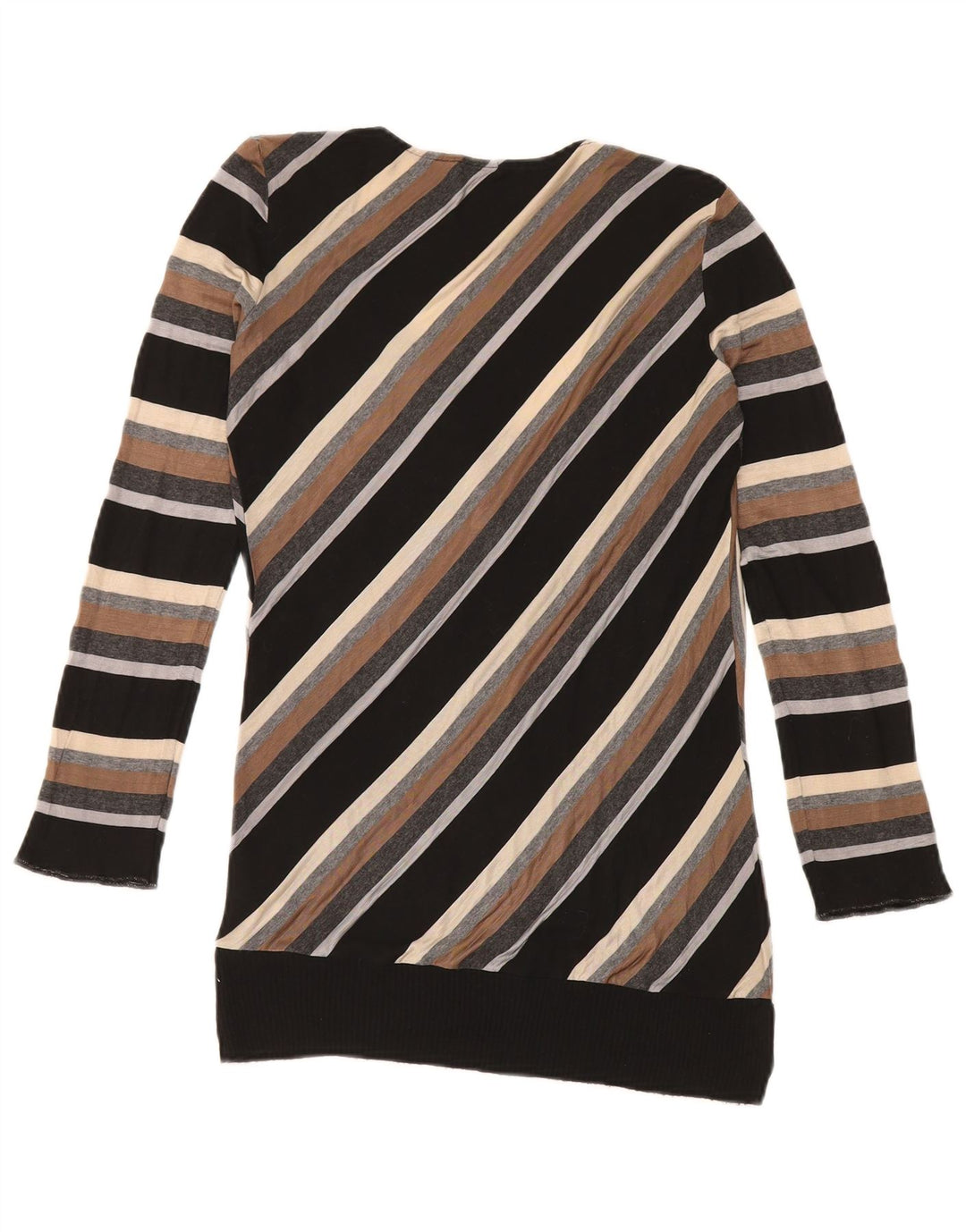 Benetton Damen-Pullover mit V-Ausschnitt, Gr. 44, groß, mehrfarbig, gestreift