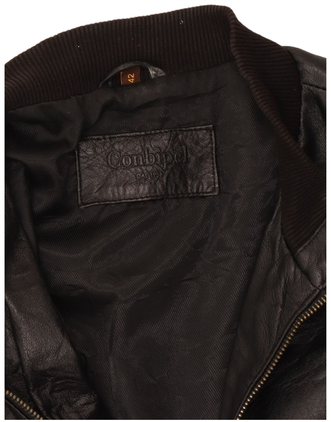 Conbipel Damen Crop Lederjacke IT 42 Mittelschwarzes Leder