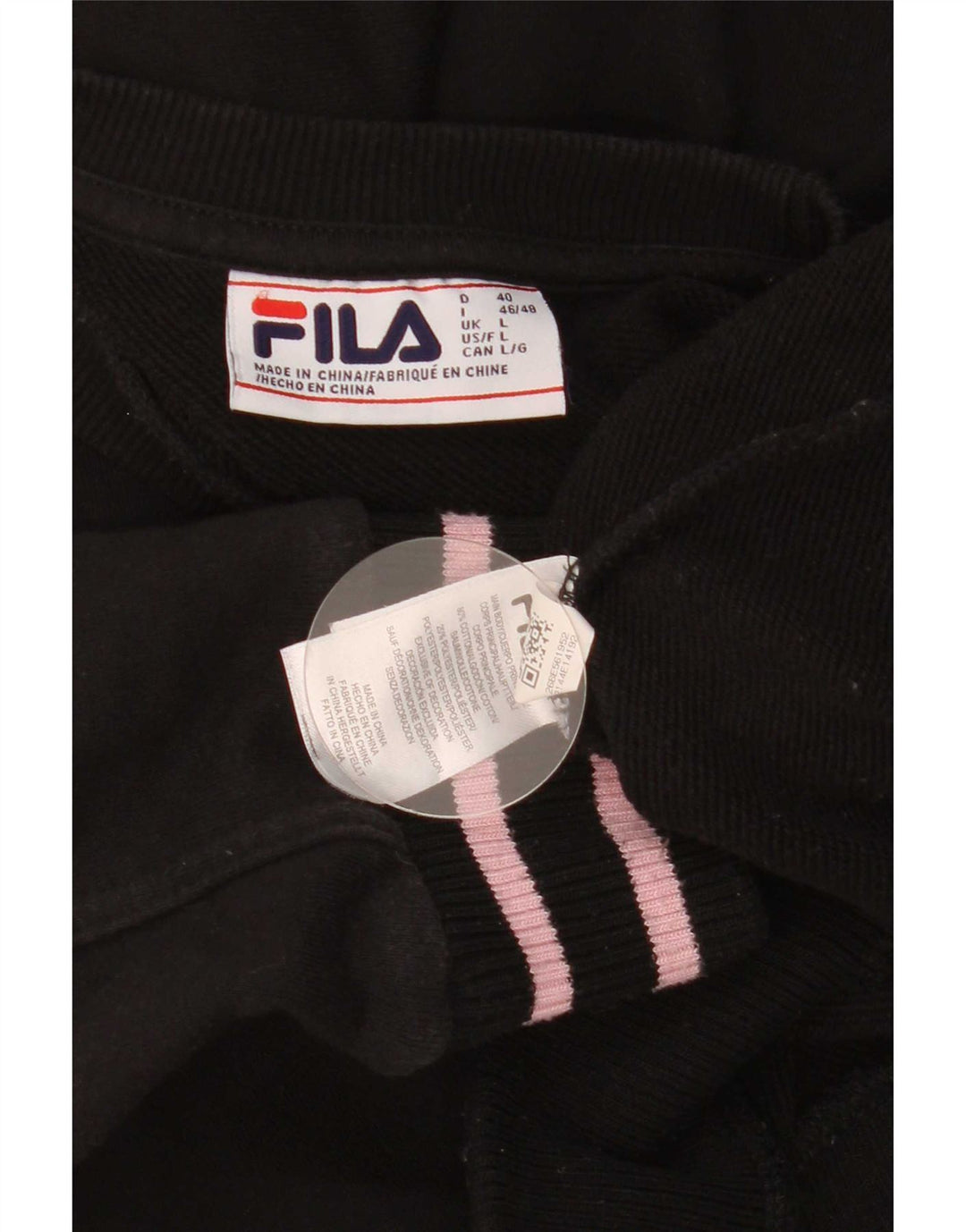 Fila Herren-Sweatshirt mit Grafik, groß, schwarz gestreift, Baumwolle