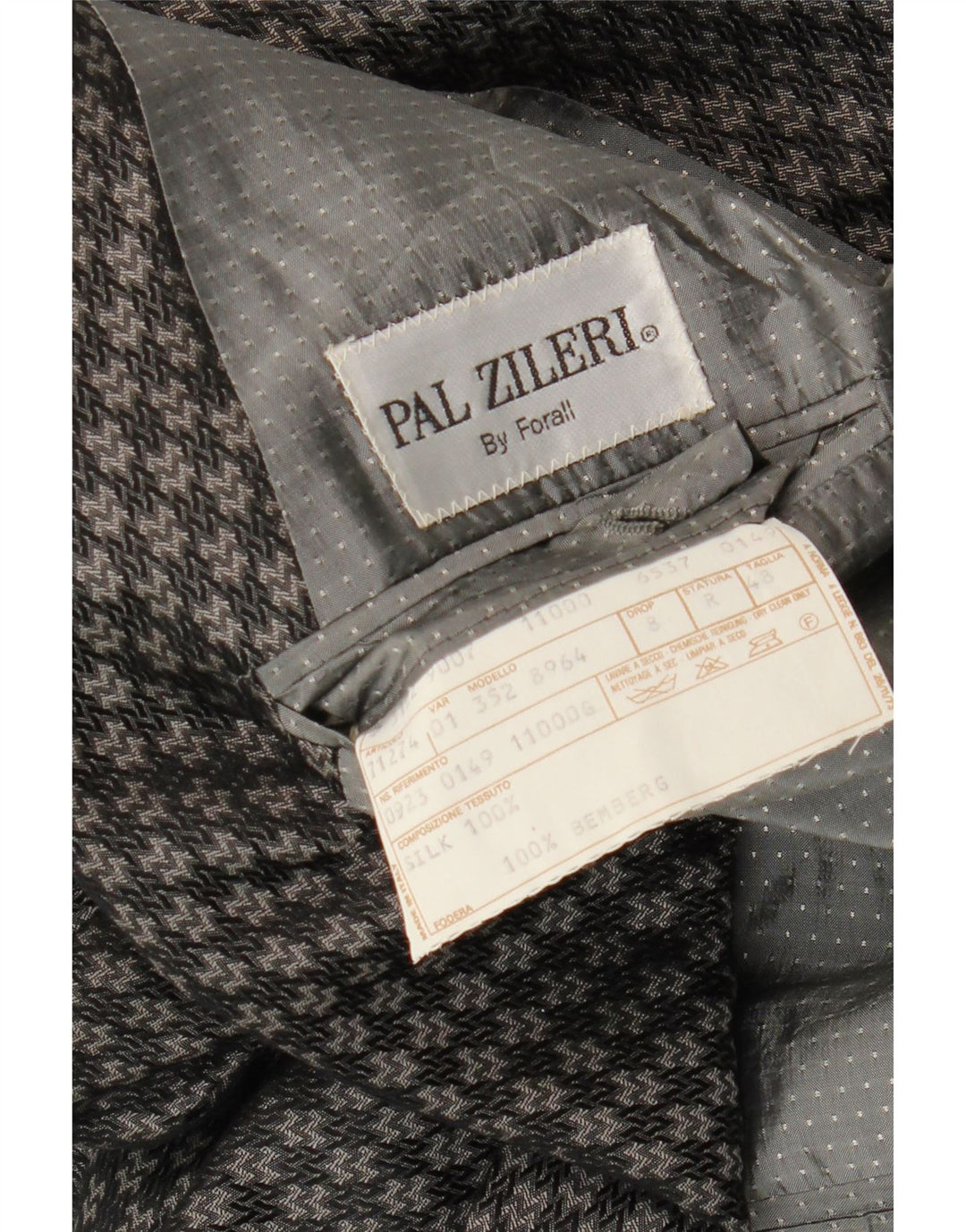 Pal Zileri Herren Zweireihiger Blazer IT 48 Mittelgrau Geometrisch