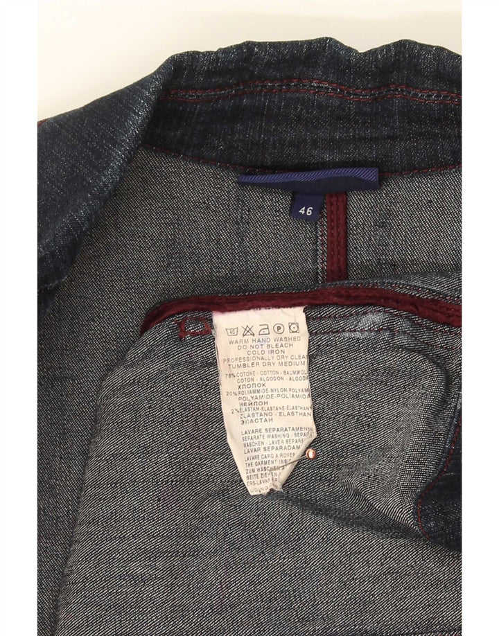 Trussardi Jeans Damen 3-Knopf-Denim-Blazer-Jacke IT 46 Large Marineblau