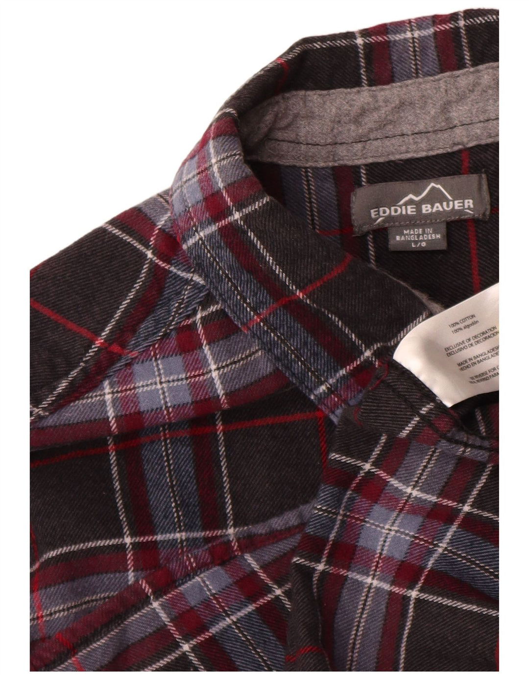 Eddie Bauer Herren-Flanellhemd, groß, grau kariert, Baumwolle