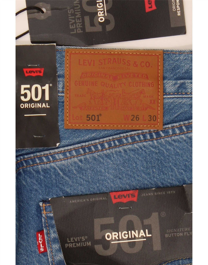 Levi's Damen 501 Straight Jeans W26 L30 Blaue Baumwolle