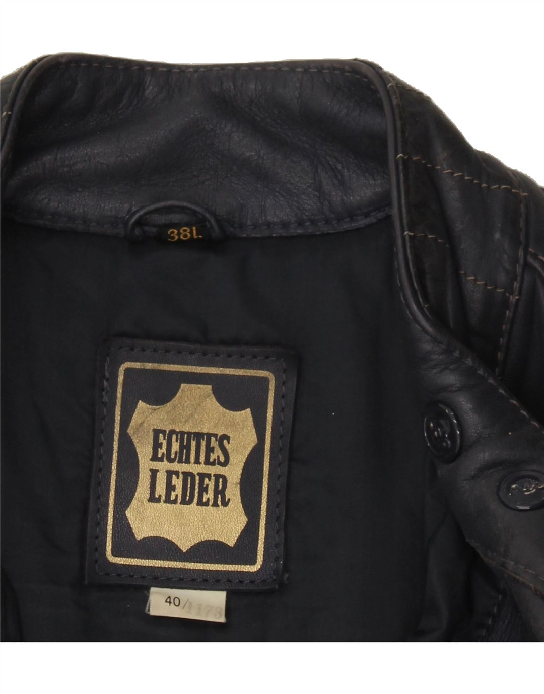 VINTAGE Womens Leather Racer Jacket IT 38 XS Navy Blue Leather Vintage Vintage and Second-Hand Vintage from Messina Hembry 