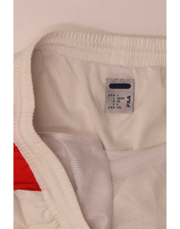 Fila Herren-Sportshorts, groß, weißes Farbblock-Polyester