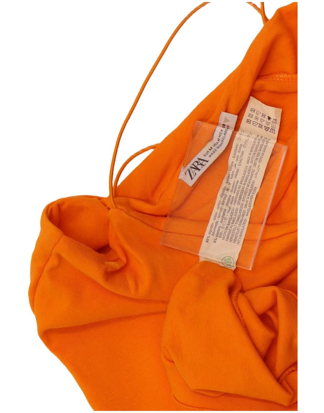 Zara Damen Slip-Kleid UK 12 Mittelorange Baumwolle