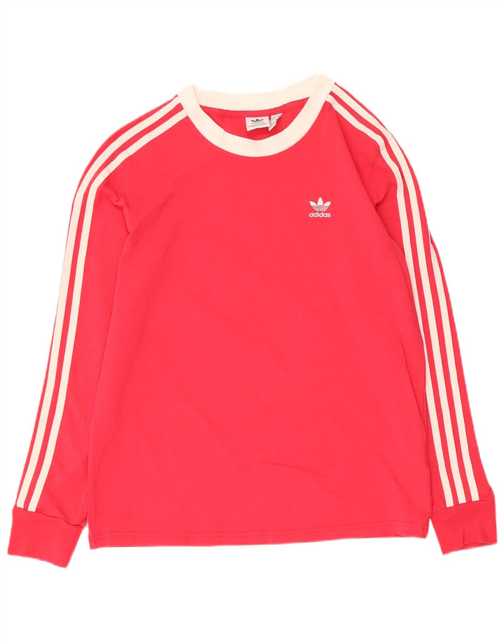 Adidas Damen Top Langarm UK 12 Mittelrosa Baumwolle