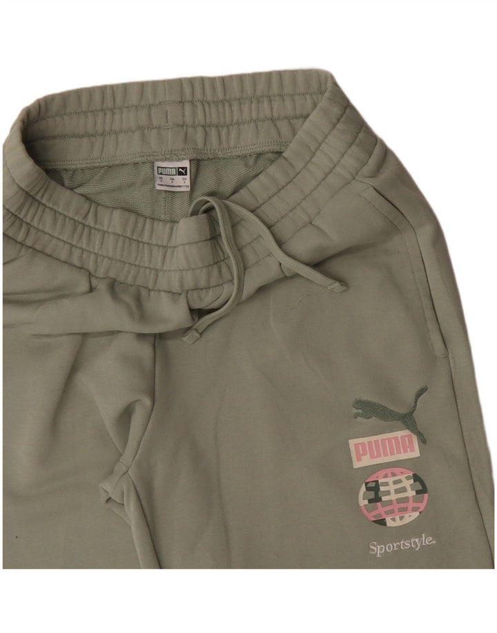 PUMA Damen Grafik-Trainingshose, Jogginghose, Größe S, Khaki, Baumwolle