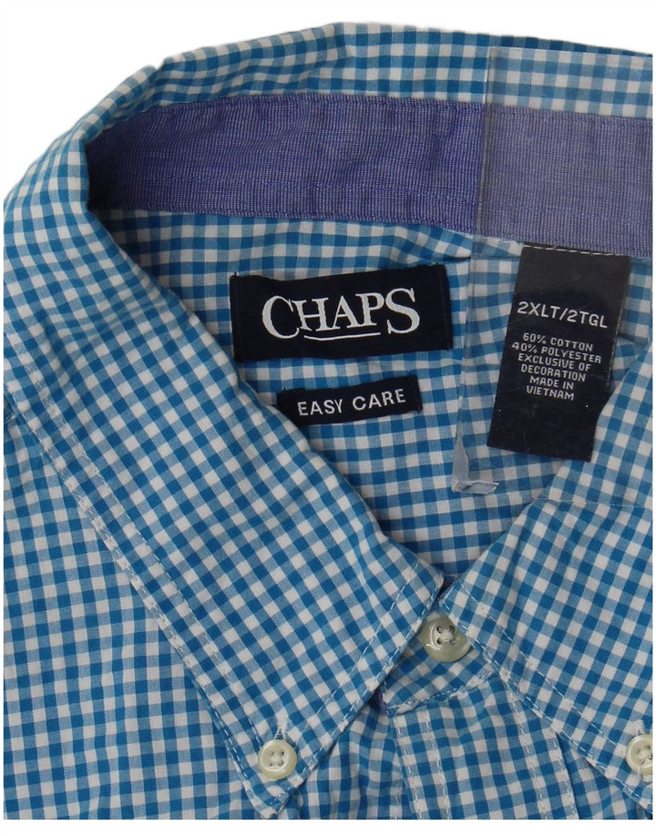 Chaps Herren-Hemd, groß, 2XL, blaues Gingham-Baumwolle