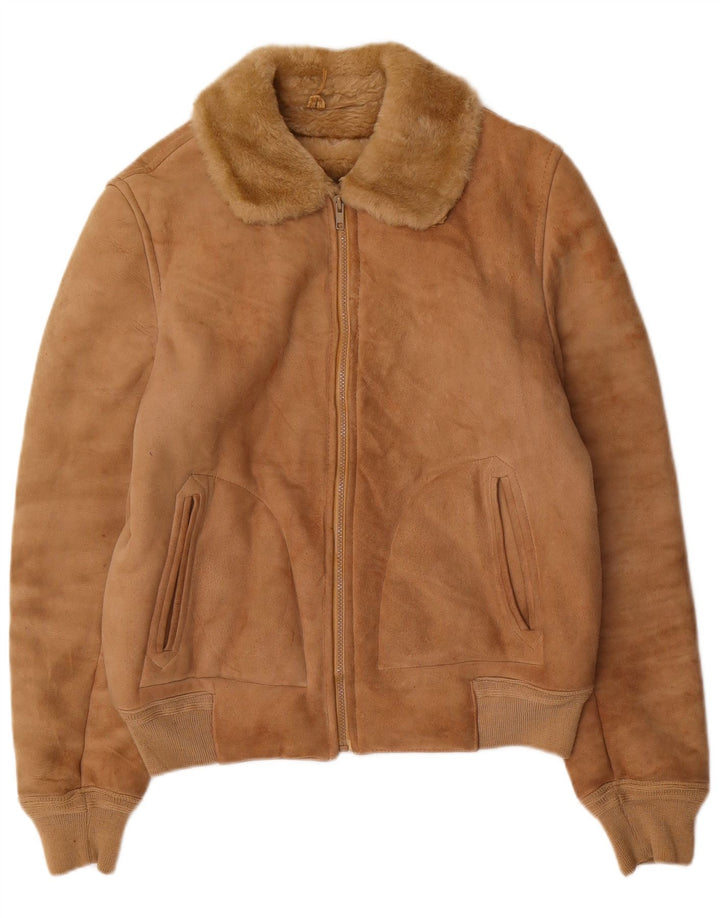 FIBOK Damen Lammfelljacke UK 16 Großes braunes Lammfell
