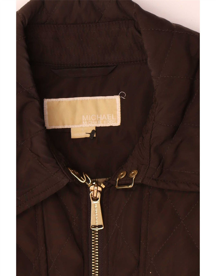 Michael Kors Damen Quilted Utility Jacke UK 14 Mittelbraunes Polyester