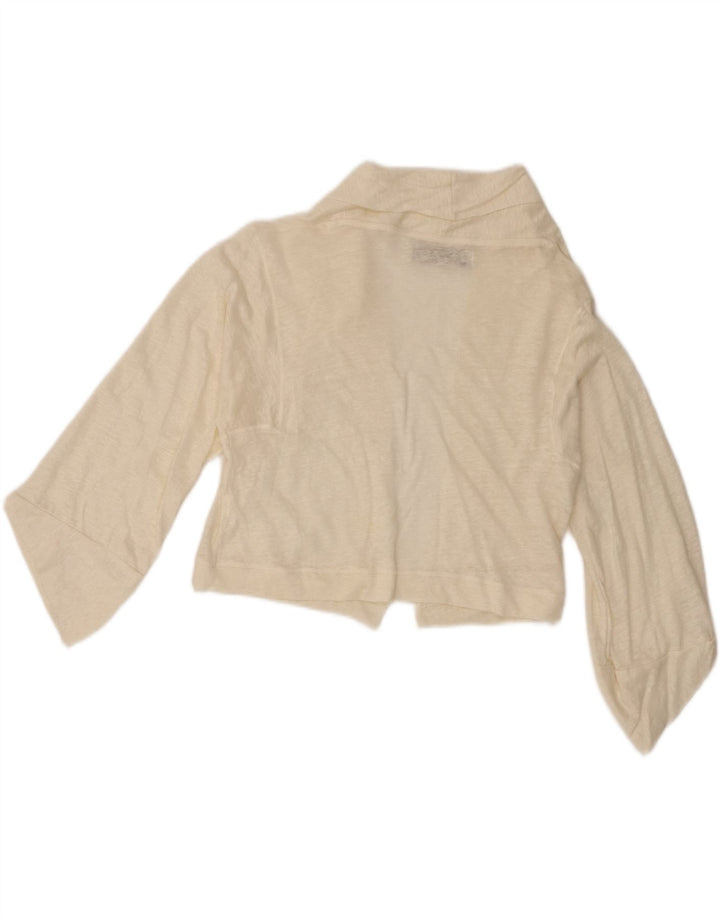 Zara Damen Crop Open Cardigan Pullover UK 12 Medium Off White