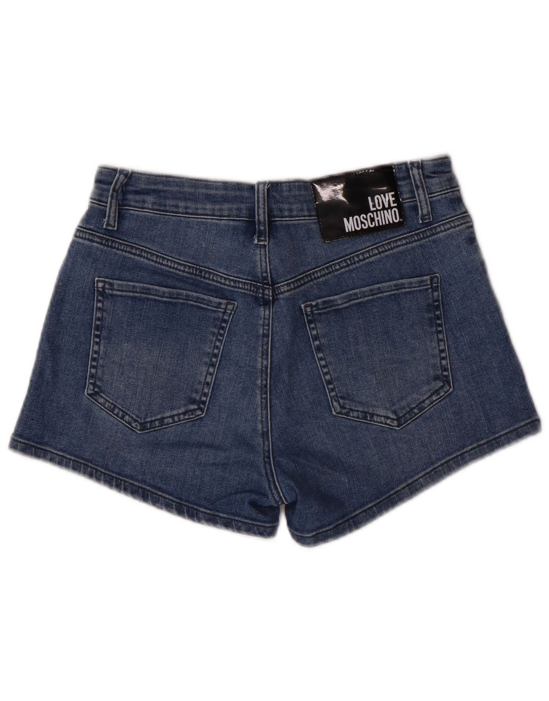 Moschino Damen-Jeansshorts mit Grafik, W28, mittelblaue Baumwolle