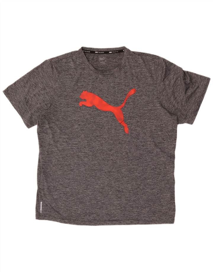 Puma Herren Training Graphic T-Shirt Top XL Grau geflecktes Polyester