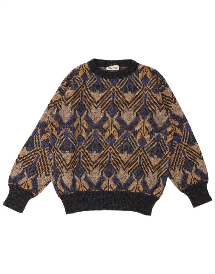 Vintage Herren Pullover mit Rundhalsausschnitt IT 50 Medium Mehrfarbig Geometrisch
