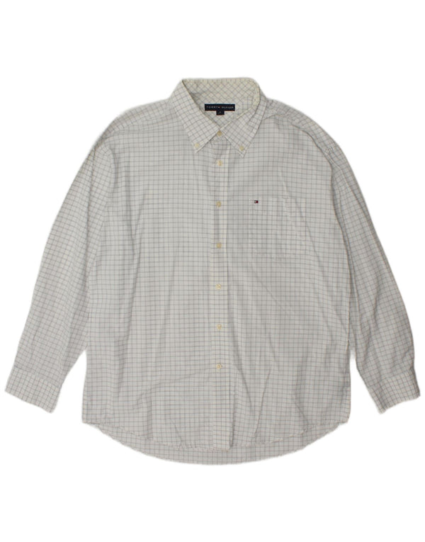 Tommy Hilfiger Mens Shirt XL White Check Cotton