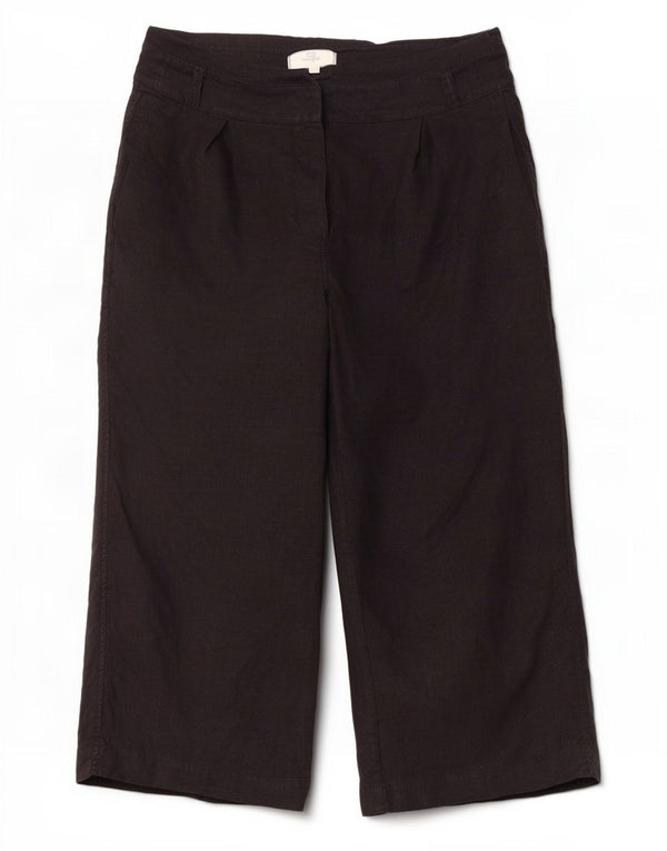 Fat Face Damen Caprihose UK 14 Large W34 L23 Schwarzes Leinen
