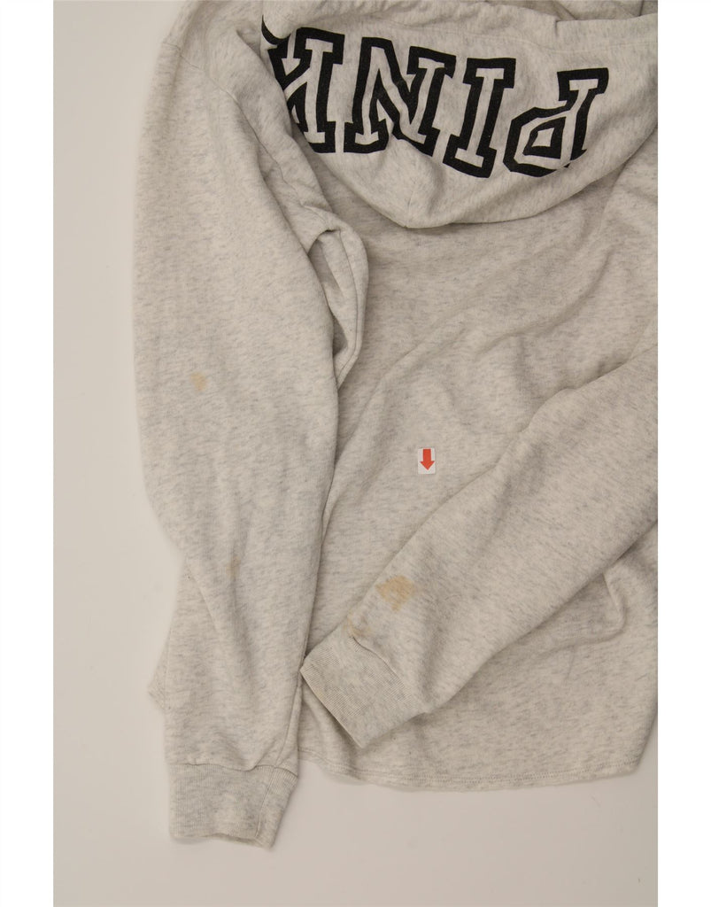 VICTORIAS SECRET Womens Pink Oversized Hoodie Jumper UK 6 XS Grey Flecked Vintage Victorias Secret and Second-Hand Victorias Secret from Messina Hembry 