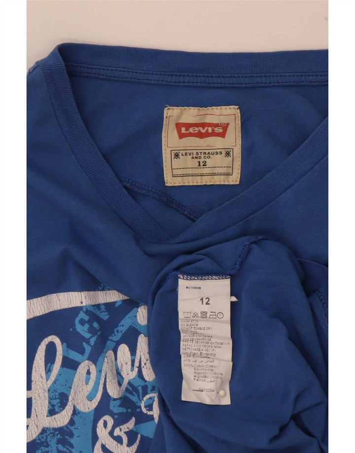 Levi's Jungen-T-Shirt mit Grafik, 11–12 Jahre, blaue Baumwolle