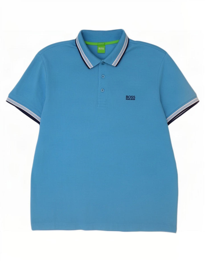 Hugo Boss Herren Poloshirt 2XL Blaue Baumwolle