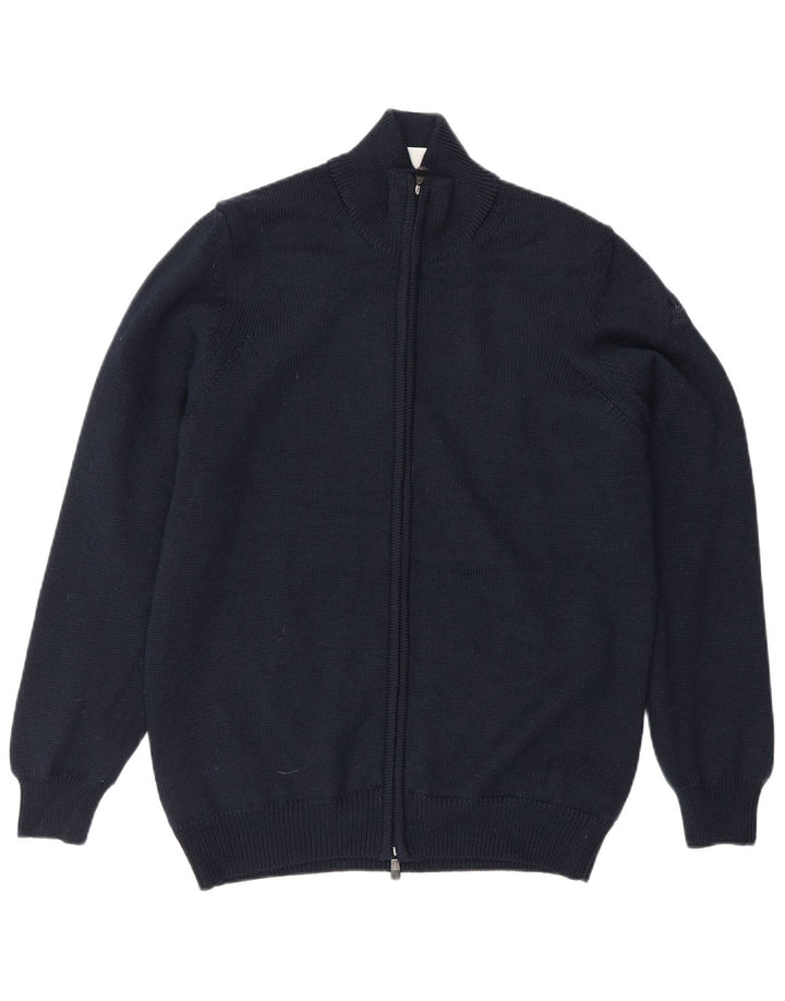 Lyle & Scott Herren-Strickjacke aus mittelblauer Wolle in Marineblau