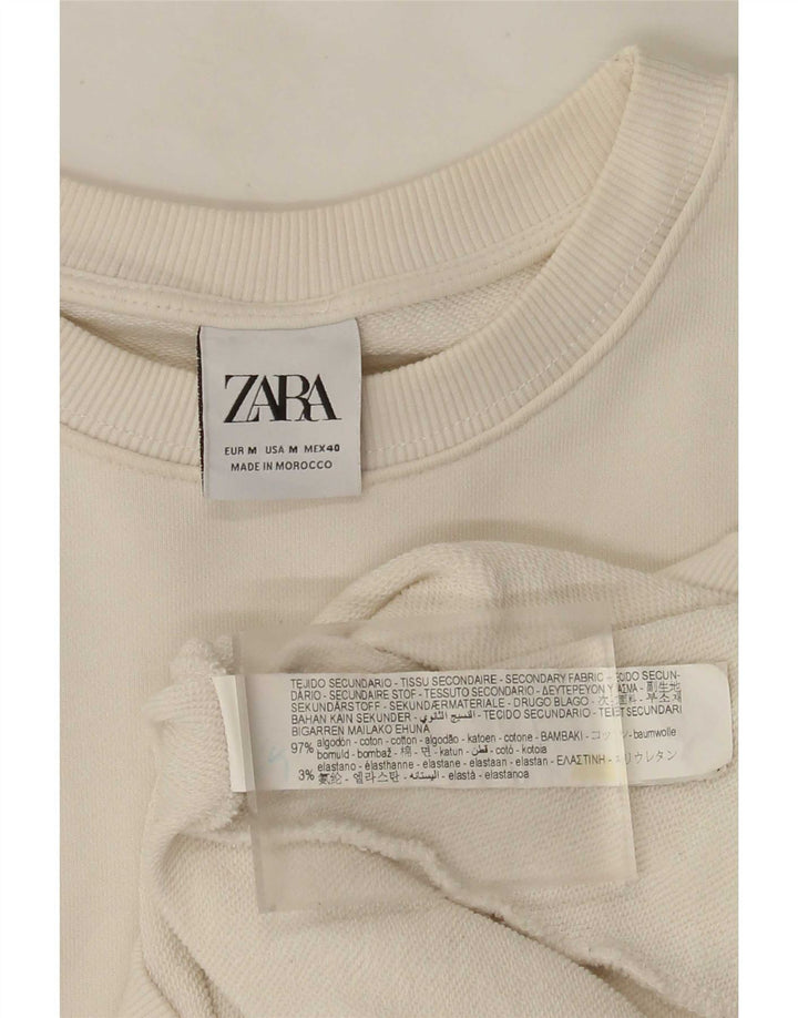 Zara Herren-Sweatshirt mit Grafik, mittelweiße Baumwolle