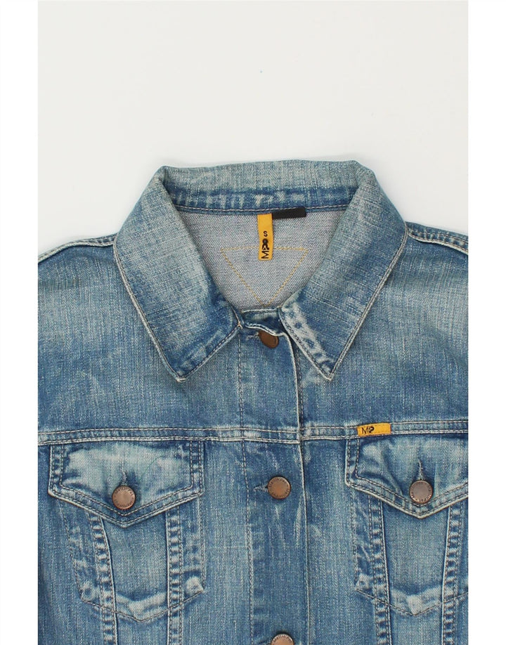 MELTIN' POT Womens Crop Denim Jacket UK 10 Small Blue Cotton Vintage Meltin' Pot and Second-Hand Meltin' Pot from Messina Hembry 