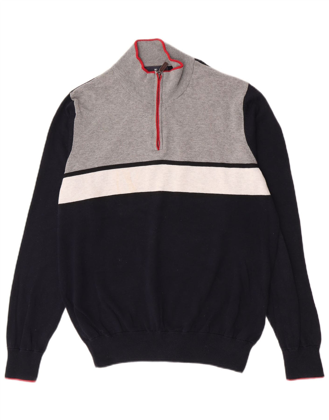 Marks & Spencer Herren Blauer Harbor-Pullover mit Reißverschluss am Hals, Mittelmarineblau