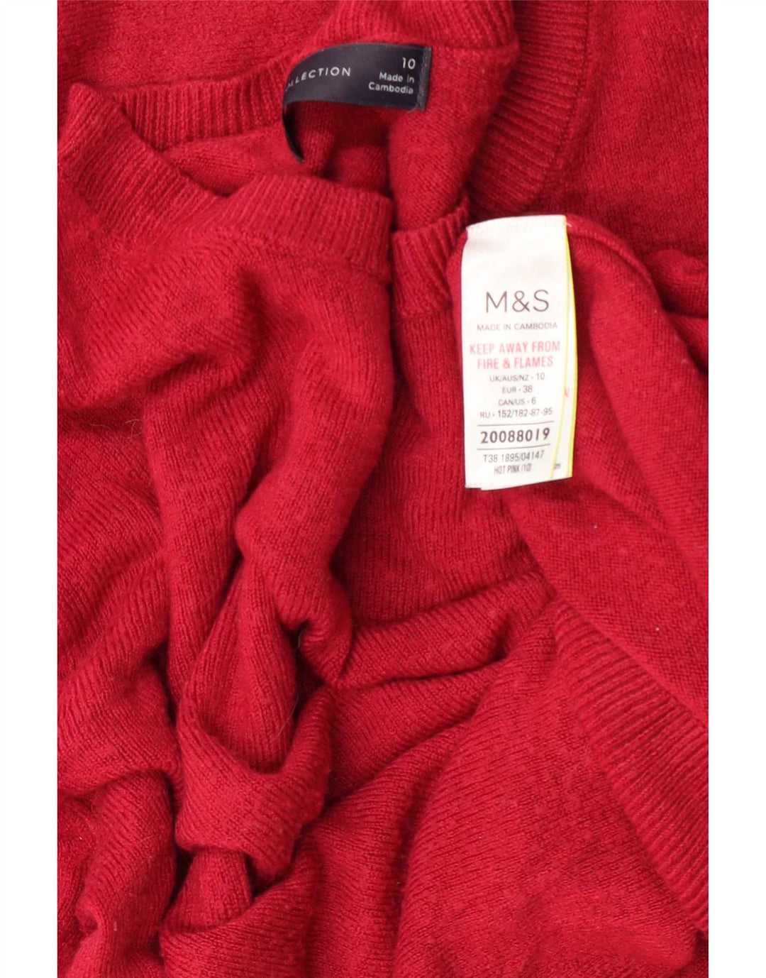 Marks & Spencer Damen-Pullover mit Rundhalsausschnitt, Gr. 10, Größe S, Rot, Acryl