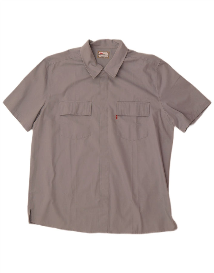 LEVI'S Mens Short Sleeve Shirt XL Grey Cotton