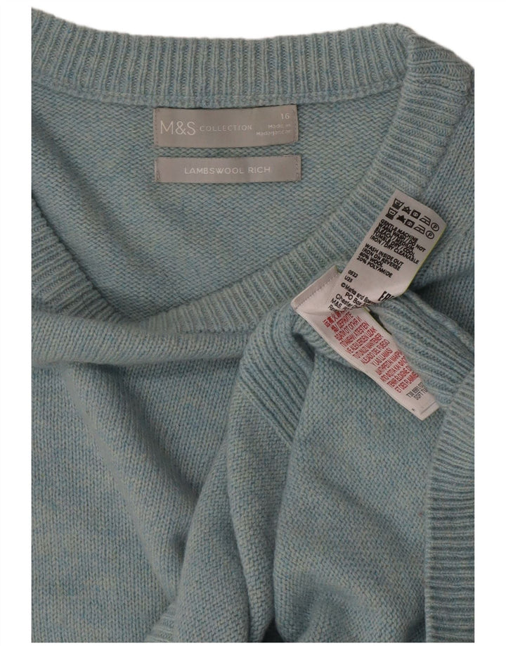 Marks & Spencer Damen-Pullover mit U-Boot-Ausschnitt, UK 16, Größe L, blaue Wolle
