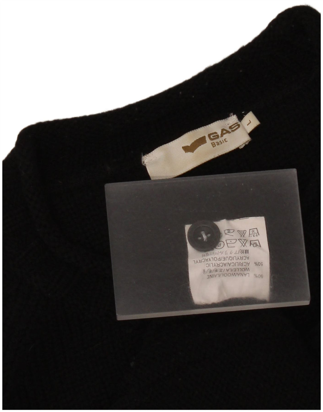 Gas Herren-Pullover mit Rundhalsausschnitt, groß, schwarze Wolle