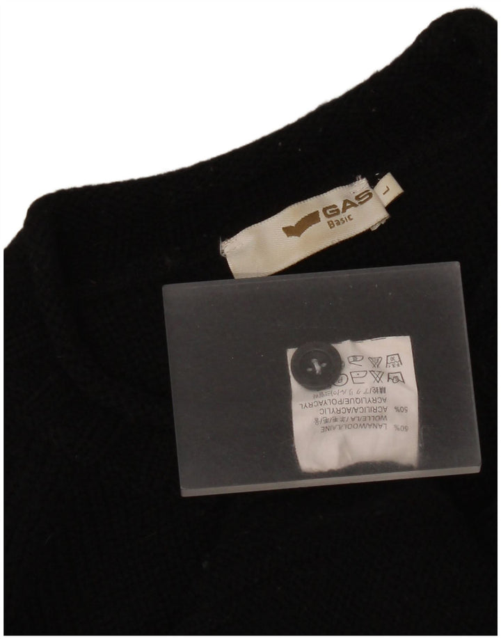 Gas Herren-Pullover mit Rundhalsausschnitt, groß, schwarze Wolle