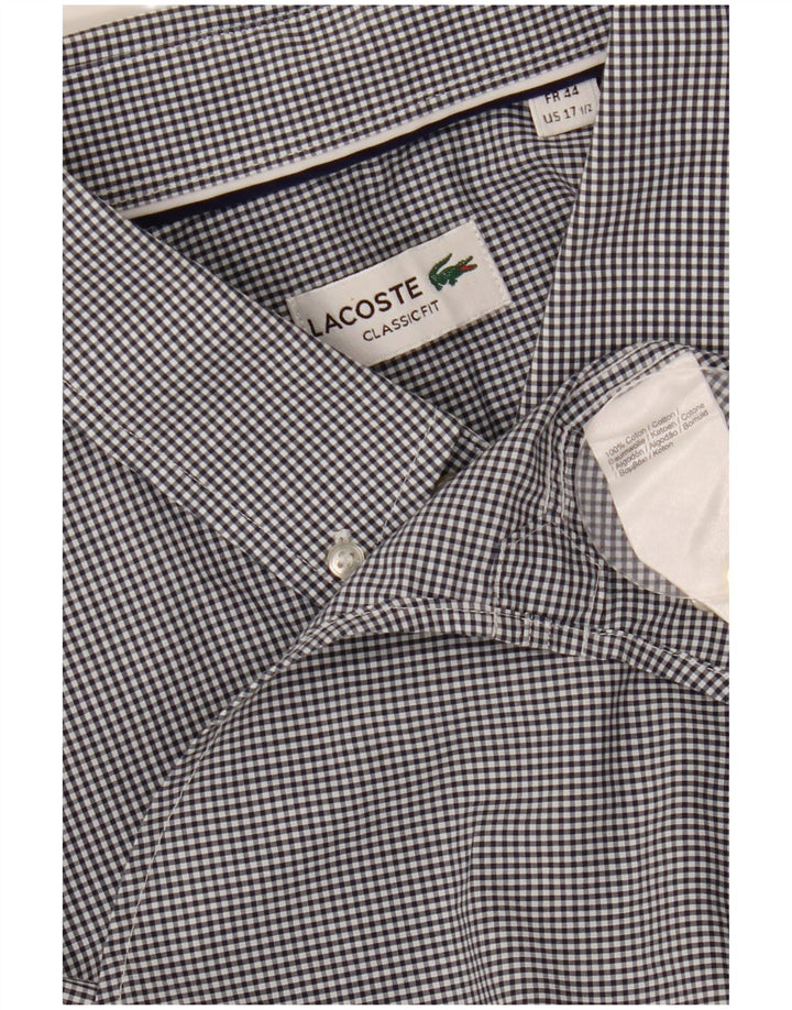 LACOSTE Herren Kurzarmhemd Größe 44 17 1/2 XL Schwarz Gingham