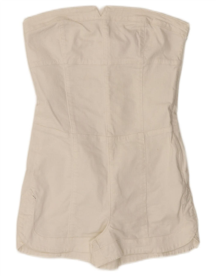 GUESS Damen Denim Trägerloser Playsuit UK 6 XS Weiß
