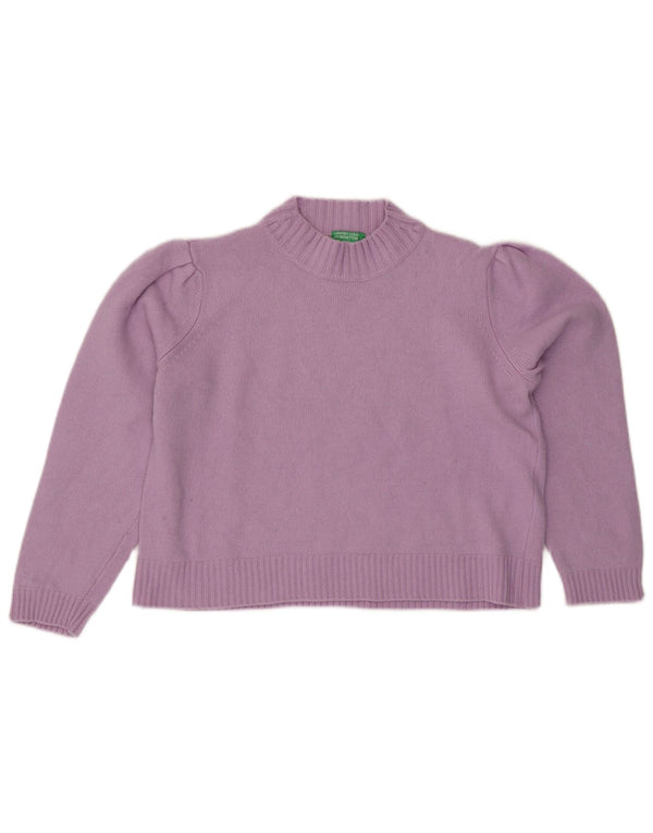 Benetton Womens Crop Rollkragenpullover Pullover UK 14 Large Lila