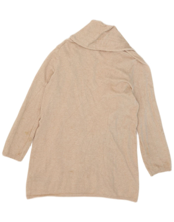 Zara Damen Longline Open Cardigan Pullover UK 18 XL Beige Viskose