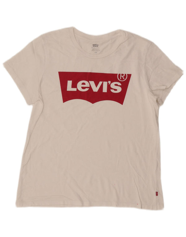 Levi's Damen Grafik-T-Shirt-Oberteil UK 16 Large Weiß