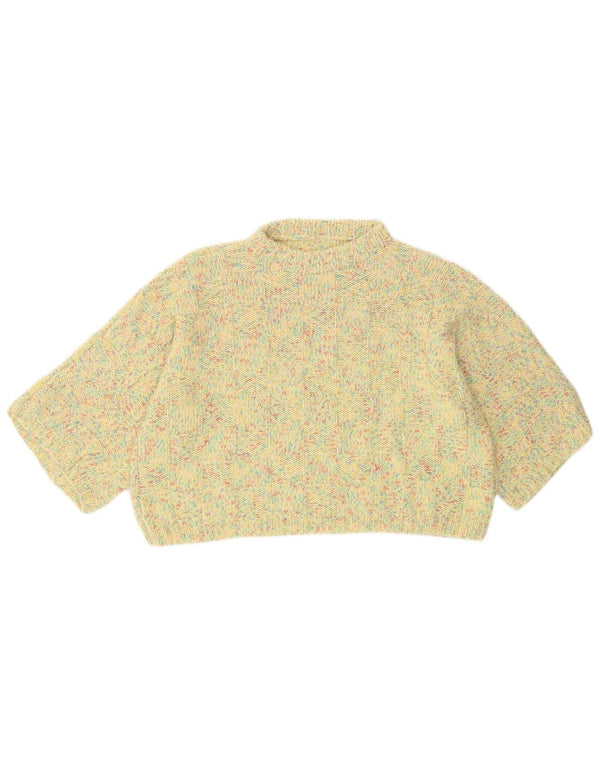 Vintage Damen 1/2 Ärmel Rollkragen Pullover Pullover UK 14 Large Yellow Ret