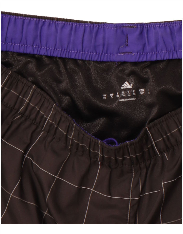 ADIDAS Damen Sportshorts UK 10 Small Black Check