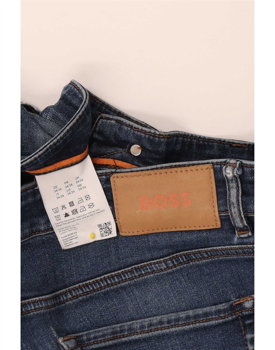 Hugo Boss Herren Slim Jeans W34 L34 Marineblaue Baumwolle