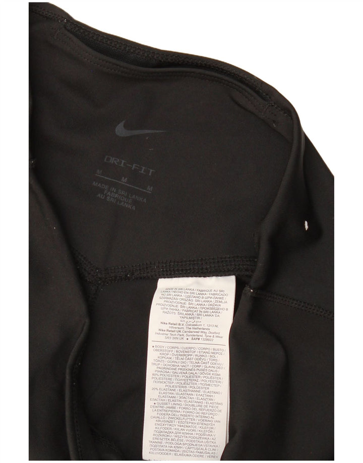 NIKE Womens Dri Fit Graphic Leggings UK 12 Mittelschwarzes Polyester