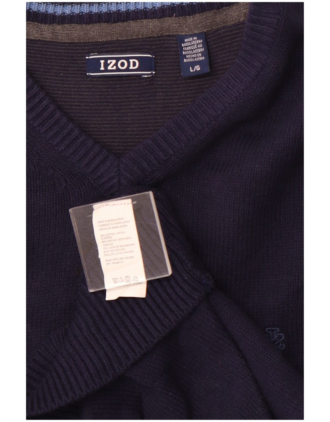 IZOD Herren-Pullover mit V-Ausschnitt, groß, marineblaue Baumwolle