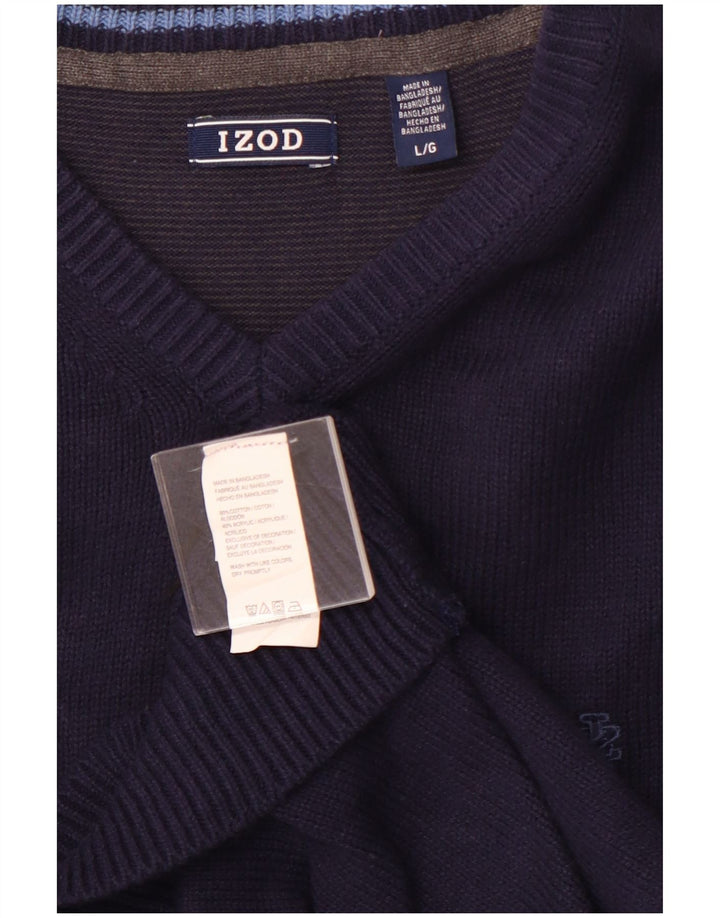 IZOD Herren-Pullover mit V-Ausschnitt, groß, marineblaue Baumwolle