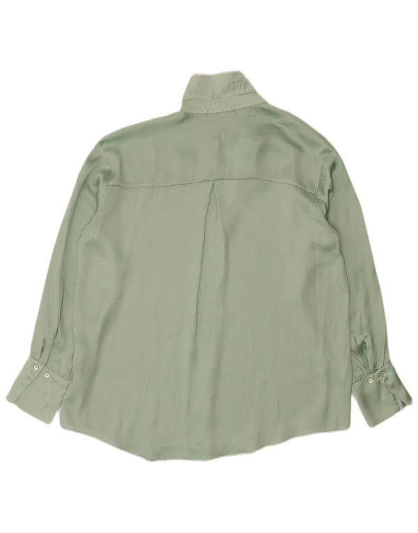 Zara Damen-Oversize-Hemdbluse, UK 14, Mittelgrün, Polyester